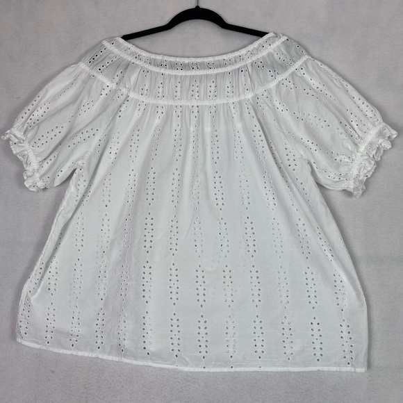 CASLON White Eyelet Cotton Top Short Sleeve Blouse - Picture 2 of 15